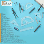 Mr. Pen- Geometry Set, 6 Inch Swing Arm Protractor, Divider | Set Squares - Image 2