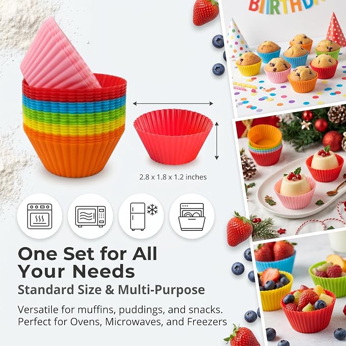 Baking Cups 24 Pack, Non-stick and Flexible Muffin Pans - Image 6