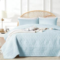 akkialla King/Cal King Size Quilt Bedding Set, Sky Blue Lightweight Microfiber by akkialla
