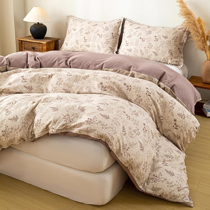 OAITE Brown Tree Twin Size Duvet Cover-3 Pieces Prewashed Cotton-Like Polyester - Image 3