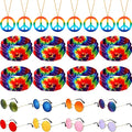 MTLEE 24 Pcs Hippie Costume Set Accessories Includes Peace Sign Necklaces Tie by MTLEE