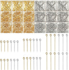 Junkin 1400 Pcs Eye Pins Mix Jewelry Findings 0.63 * 0.79 * 1.18 in Open Eye by Junkin