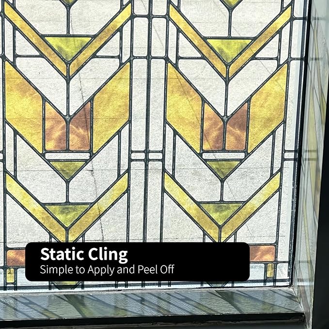 Faux Stained Glass Effect Transparent Window Film, Original Hand Drawn Static - Image 6