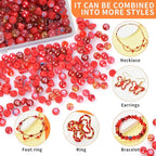 Rired 27 Glass Beads for Jewelry Making, 8mm Round Assorted Beads - Image 3