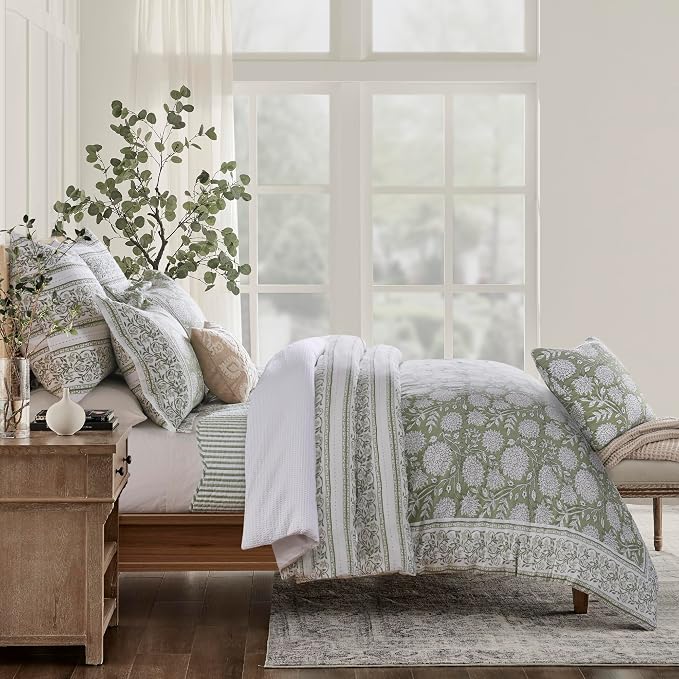 Levtex Home Adare Sage Reversible Twin Duvet Cover Set - Image 3