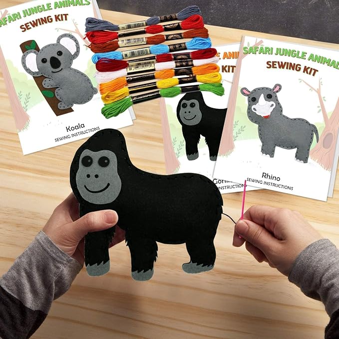 CiyvoLyeen Kids Sewing Kit Crafts – DIY Safari Jungle Animals Felt Plush - Image 7
