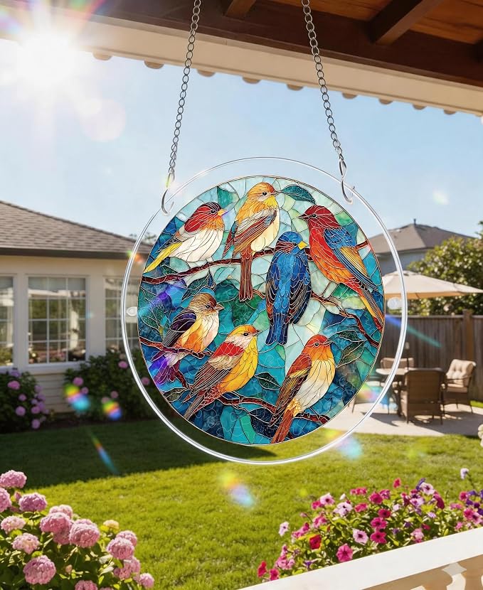 Acrylic Puzzle Suncatcher, Painted Finch Sun Catcher - Image 2