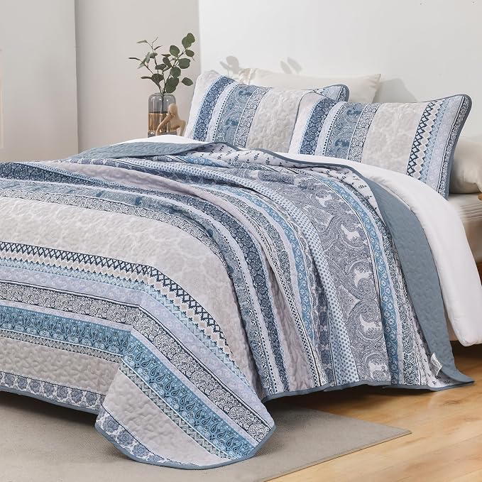 WONGS BEDDING Boho Quilt Set King Size, Lightweight Bedspread Coverlet Bedding - Image 2