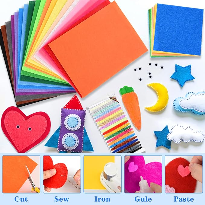 NEBURORA 80PCS Felt Fabric Sheets Craft Kit - Image 4