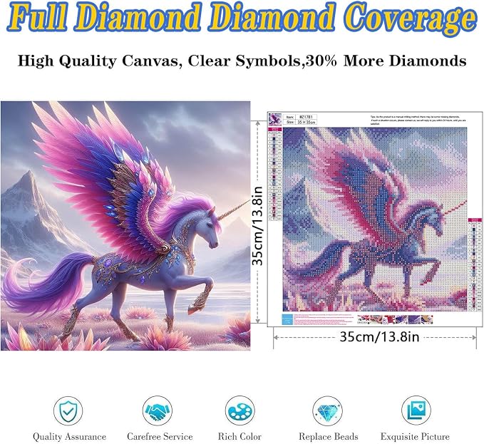 Unicorn Diamond Art Kits for Adults, Full Drill Animal Diamond Painting Kits - Image 2