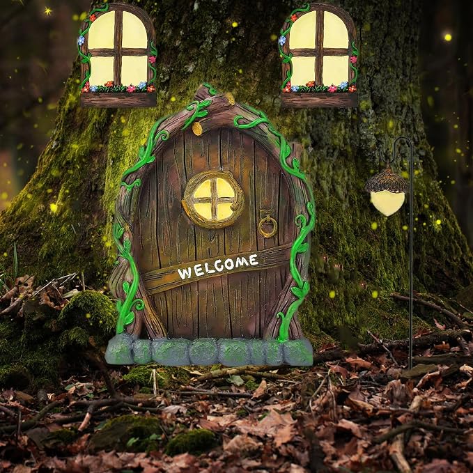 Miniature Fairy Garden Accessories: Glow in The Dark Fairy Door and Windows - Image 2