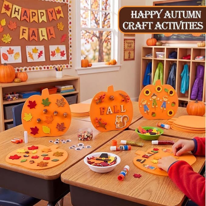 Ireer 48 Pcs Large Foam Pumpkin Cutouts 6 Inch Halloween Crafts Cutouts Fall - Image 5