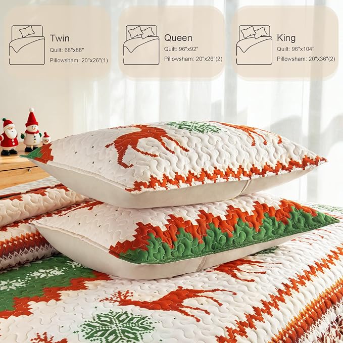 Whale Flotilla Christmas Quilt Twin Size, Soft Boho Floral Bedspreads - Image 4