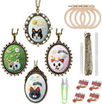 ZOCONE New 4 Packs Embroidery Necklace Kits, Embroidery Pendant Kit Mini Cross by ZOCONE