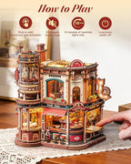 ROKR Dream Coffee Factory, Wooden Music Box Model, Mechanical 3D Wooden Puzzles - Image 3