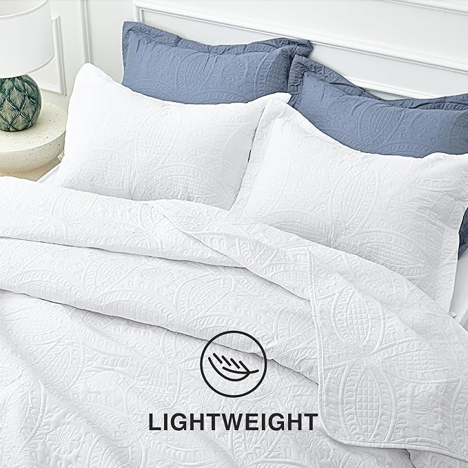 Love's cabin King Size Quilt Set White Bedspreads - Image 6