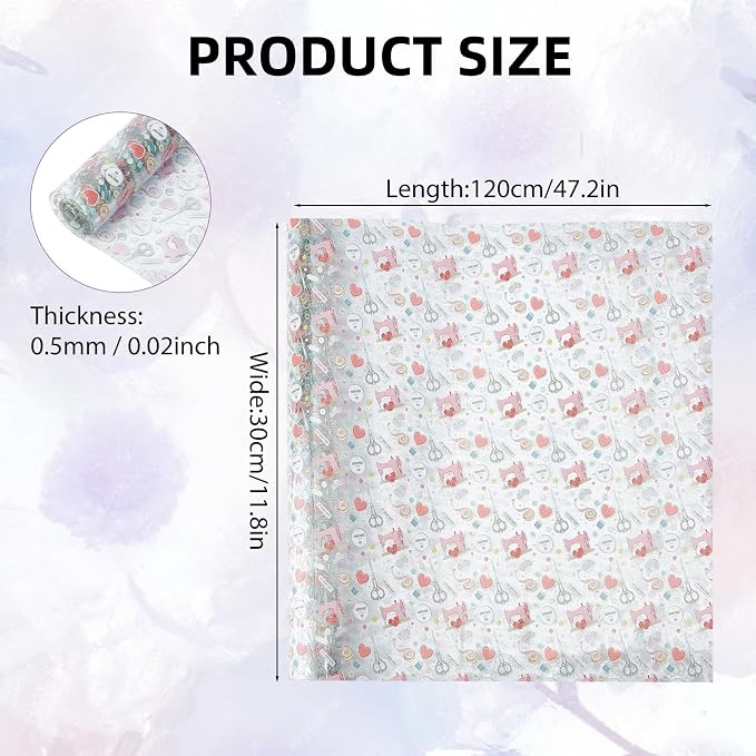 Printed TPU Jelly Faux Leather Fabrics, 11.8 x 47.2 Inch Clear TPU Vinyl Sheets - Image 2