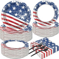 50 Guests 4th of July Paper Plates Napkins Forks American Flag Tableware Set by Qyeahkj
