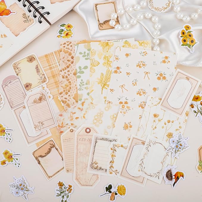 BESARME 480 Pcs Floral Scrapbook Paper Junk Journal Stickers Supplies 6 Spring - Image 7