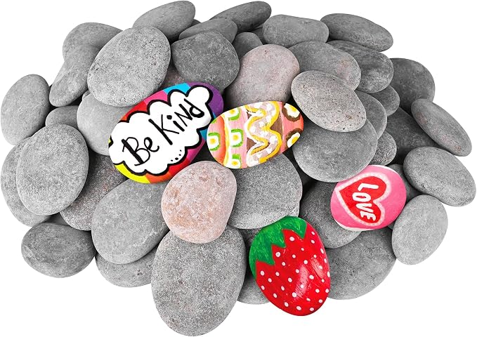 River Rocks for Painting 100 Pcs Large 2-3 Inch Flat Smooth Painting Stones by dojobkinb