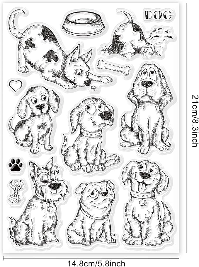 GLOBLELAND Cartton Dogs Clear Stamps - Image 6