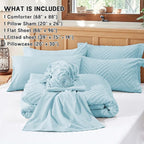 Zzlpp Twin Comforter Set 5 Pieces, Light Blue Tufted Bed in a Bag - Image 5