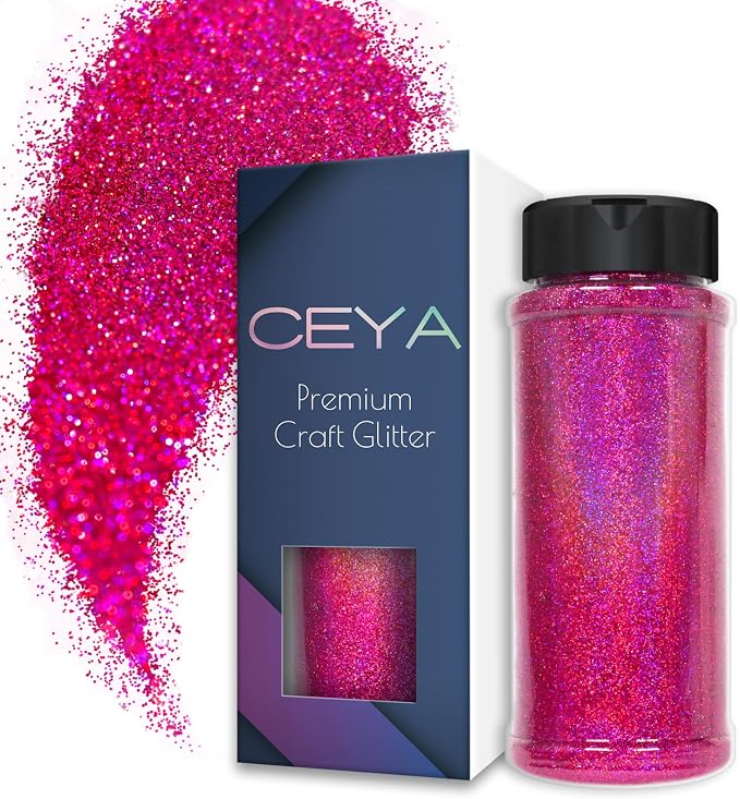 Ceya 3.8oz/ 110g Holographic Ultra Fine Glitter Powder Laser Rose Red Glitter by CEYA