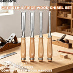 GREBSTK 4-Piece Ultra-Sharp Wood Chisel Set, CR-V Steel Beveled Blades - Image 6