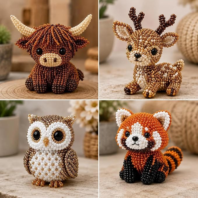 VEEBASY Tiny 3D Beaded Animal DIY Kit, Easy DIY Beading Embroidery Kit - Image 4