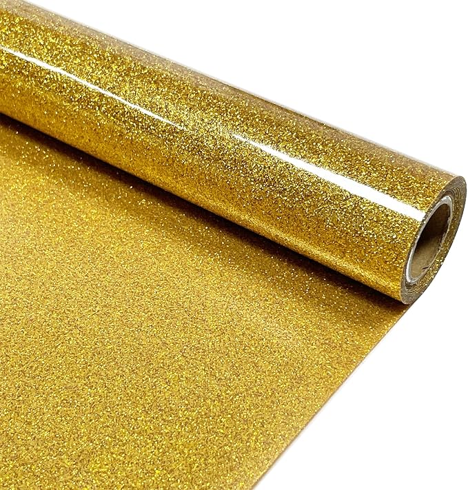 Gold Glitter Heat Transfer Vinyl 12" x 5 ft HTV by MerryMade