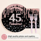 96 Pcs 45th Birthday Party Decorations Rose Gold and Black Happy 45th Birthday - Image 3