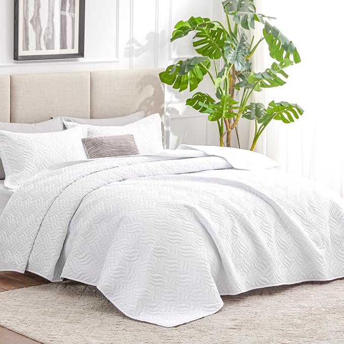 Love's cabin Quilts for Full Bed White Bedspreads Bedding Set - Image 2