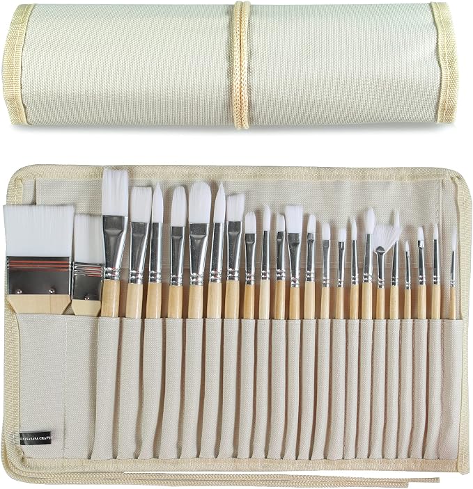 Paint Brushes Set of 24 Pieces Wooden Handles Brushes by KEVINSASACRAFTS