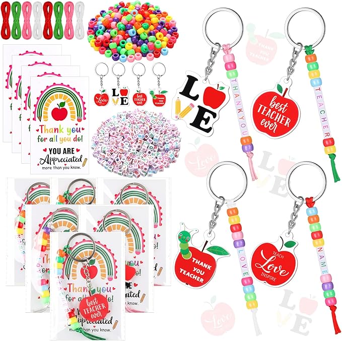 Suncalla 984 Pcs 24 Set Teacher Keychain Making Kit Teacher Charm Gifts | DIY by Unknown