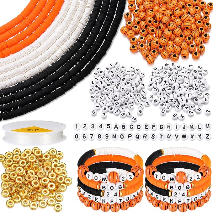 Ferreve 4200 Pcs Basketball 12 Strands Clay Beads Bracelet Making Kit, 100 by Ferreve