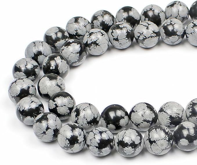 MJDCB Snowflake Obsidian Beads Round Natural Stone Beads by MJDCB