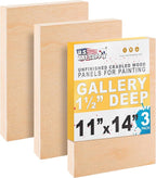 U.S. Art Supply 11" x 14" Unfinished Cradled Wood Panels by USArtSupply