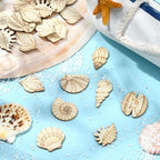 200 pcs Mixed Styles Sea Shell Theme Unfinished Wooden Cutout Charms Conch - Image 6