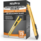 Nicpro 15 PCS Utility Knife Box Cutters Retractable Razor Knife 9mm - Image 7