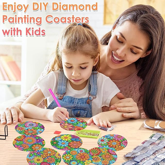ijbnhd 8 Pcs Flowers Diamond Art Coasters - Image 4