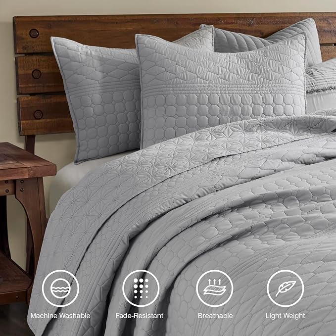 HORIMOTE HOME Grey King Size Quilt Set - Image 2