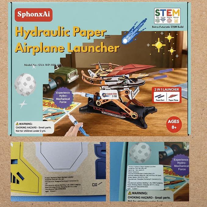 DIY 2in1 Hydraulic Paper Airplanes & Darts Launcher Stem Toys - Image 7