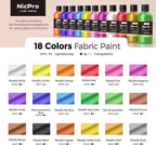 Nicpro 18 Colors Metallic Fabric Paint Permanent Soft Fabric Paint - Image 2
