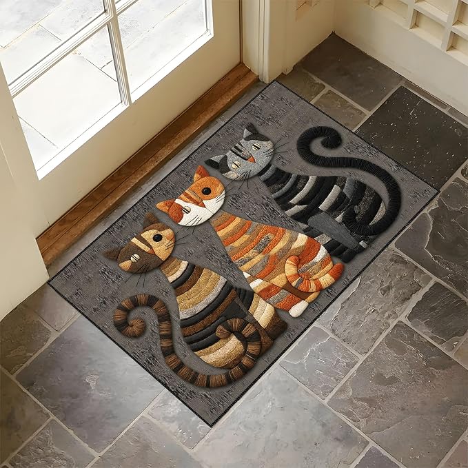 Cute Cat Faux Cashmere Non-Slip Rug 15.7x23.6 Inches, Washable Low Pile - Image 4