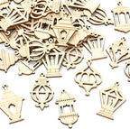 200 pcs Mixed Styles Hollow Lantern Theme Undyed Wood Cutout Charms Pyrography - Image 8