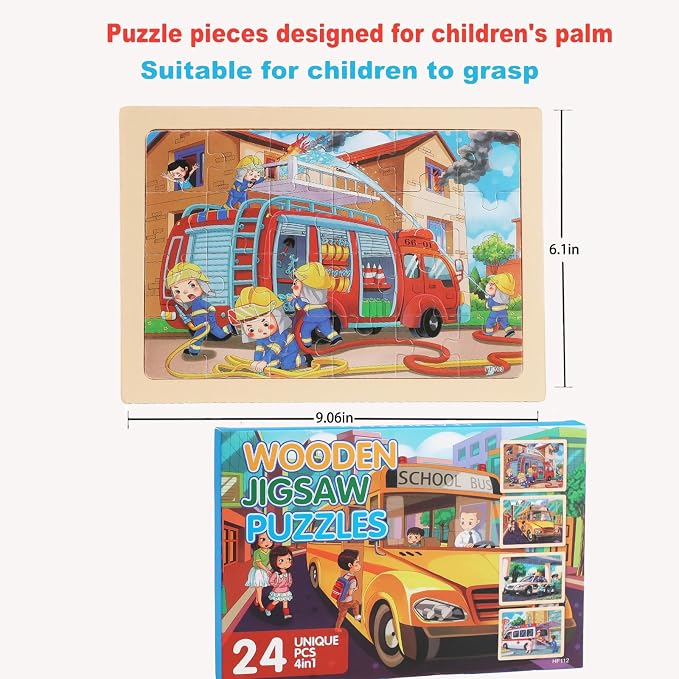 Puzzles for Kids Ages 4-6, 4 Packs 24 Piece Wooden Jigsaw Puzzle for Toddlers - Image 8