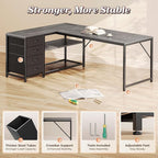 PRAISUN 61" L Shaped Desk with Power Outlets & USB-C Port, Reversible Computer - Image 8