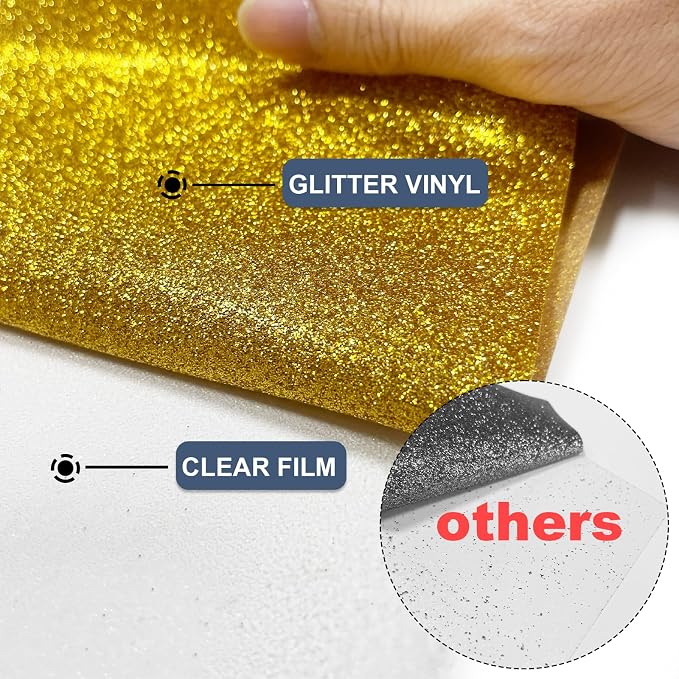 Gold Glitter Heat Transfer Vinyl 12" x 5 ft HTV - Image 4