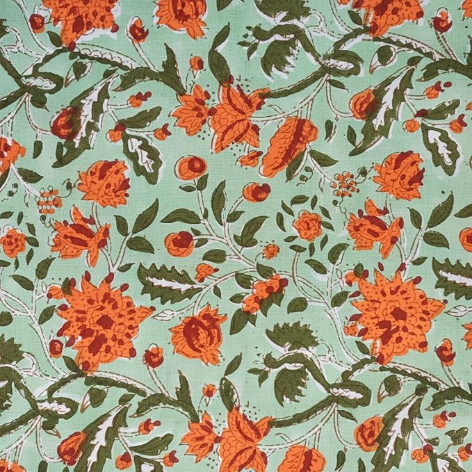 E-Tailor® Hand-Block Printed Pre-Cut Cotton Fabric Ideal - Image 2