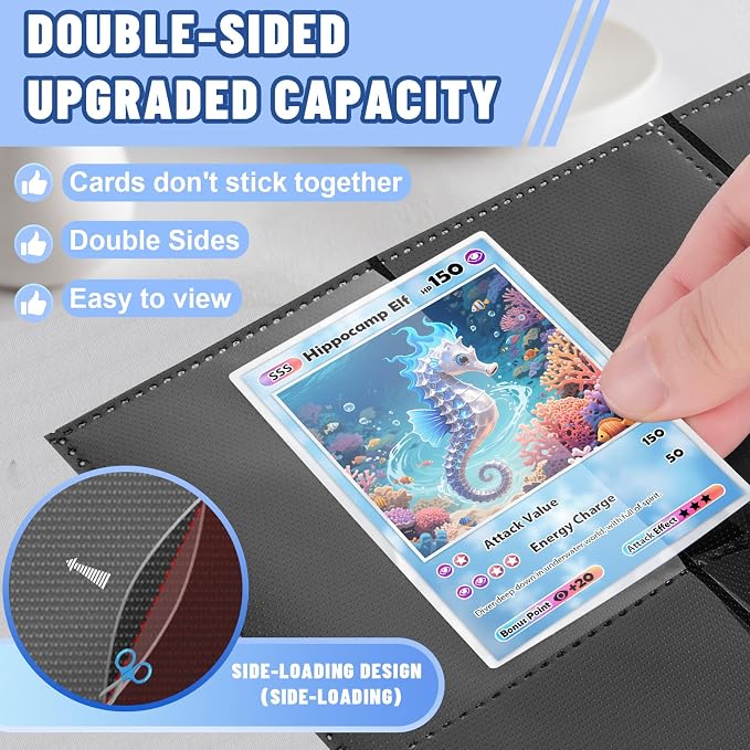 450 Pockets Trading Card Sleeves Binder, Baseball Card Binder Sleeves fit - Image 3